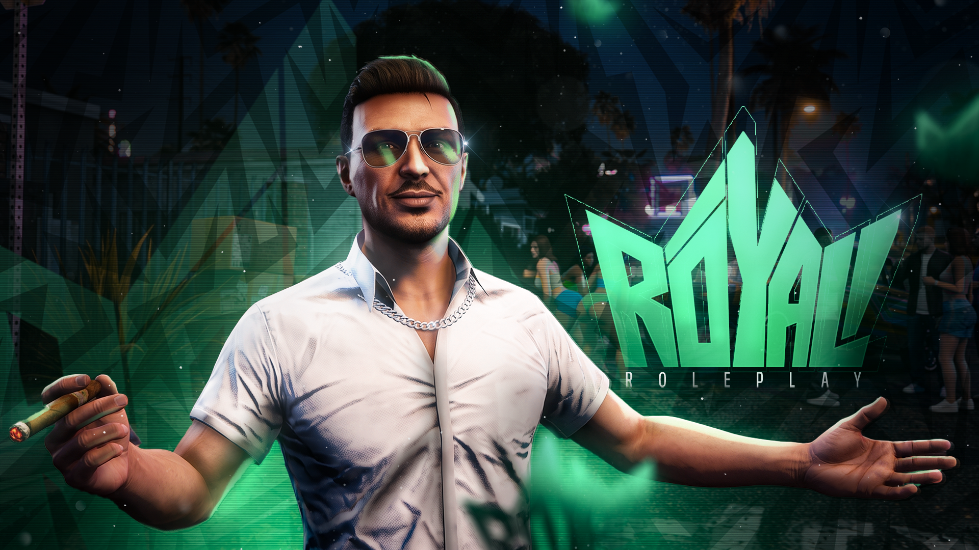 Royal Roleplay Charakter vor dem Royal Logo